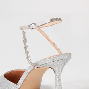 Diamond Heel - Silver Glitter