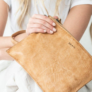 Large Flat Pouch Bag - Tan