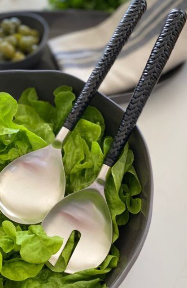 Wicker Server Wicker Salad Servers - Black by Mediterranean Markets – Core Lifestyle ...