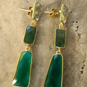 Fern Earrings - Emerald & Gold