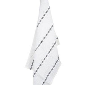 Woven Stripe Tea Towel - Black/Off White