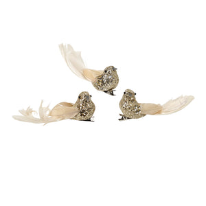 Champagne Feather Bird 3 Assorted