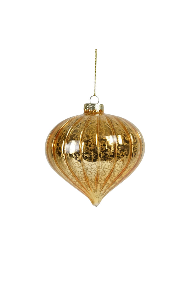 Gold Ribbed Glass Onion Bauble – Core Lifestyle Store