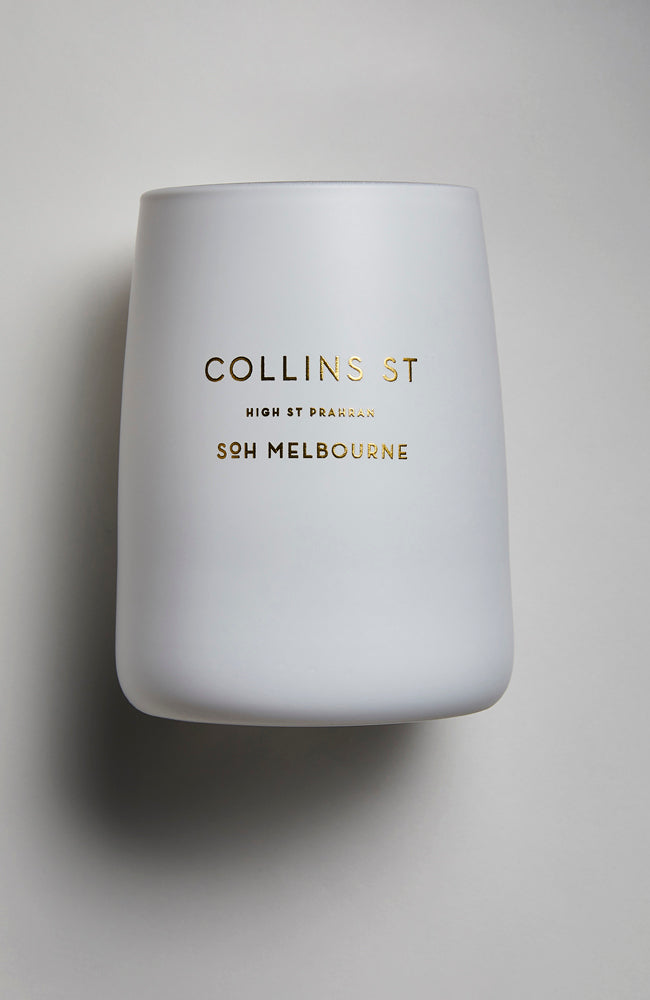 Collins St White Matte Glass Candle
