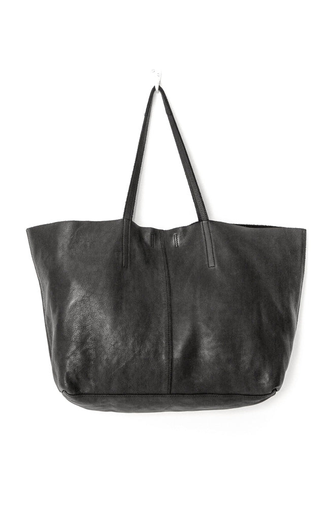 Unlined Leather Tote V2 - BLACK