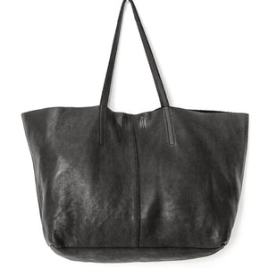 Unlined Leather Tote V2 - BLACK