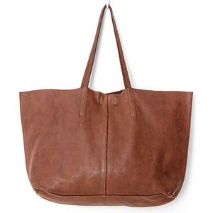 Unlined Leather Tote V2 - Cognac