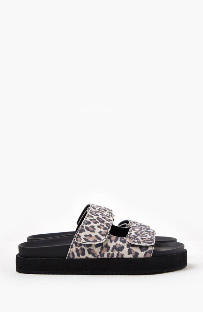 Mel Leather Slide - Beige Leopard