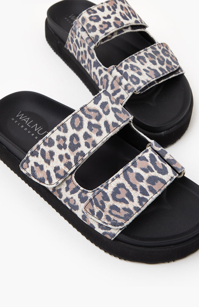 Mel Leather Slide Beige Leopard by Walnut Melbourne – Core