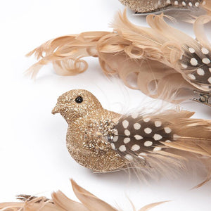 Champagne Sparkle Spot Tail Clip On Bird